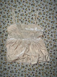 Creamy Peplum Cami Transparent Top