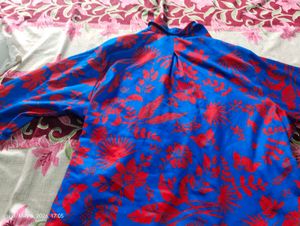 Vibrant Blue Floral Print Top
