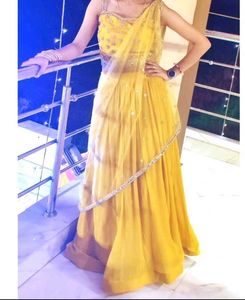 Beautiful Party Wear Yellow Lehnga