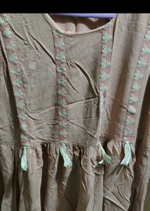 Peach Embroidered kurti