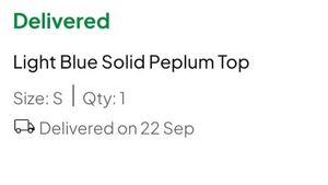 Light Blue Solid Peplum Top