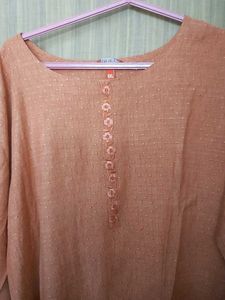 Orange Textured Kurta