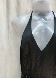 Elegant Black Halter Neck Dress