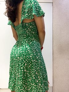 Green Floral Print Mini Dress