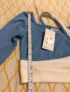 Ribbed Cropped Top with Long Sleeves