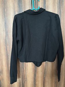 Black shirt style crop top