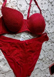 Red Lace Bra and Panty Set