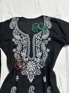 Embroidered Black Kurta