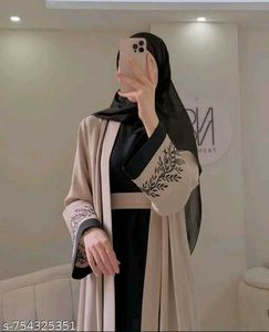 Biege black jacket abaya