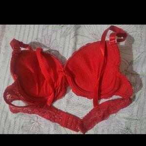 Bridal Red Lace Push-Up padded Bra net