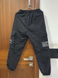 Black Cargo Pants with Graphic Print