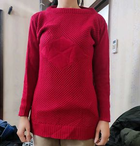 Red Knit Pullover Sweater