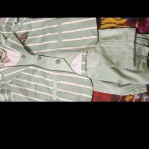 Boys Mint Green Striped Suit