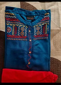 Boho Embroidered Blue Kurti