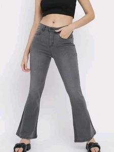 AJIO Grey Flared Jeans
