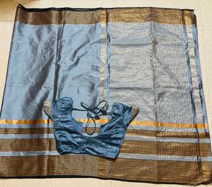 Elegant Grey Saree with Blouse