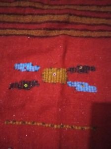 Red Embroidered Textile Shawl