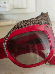 Bold Red Leopard Embellished Sunglasses