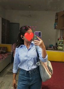 Blue Striped Button-Up Shirt
