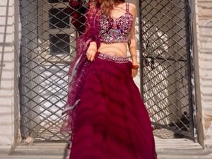 Elegant Purple Embellished Lehenga Choli