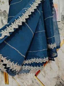 Stunning saree with blouse hand work stone silver