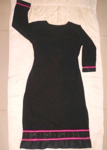 Black Kurta with Pink Embroidery