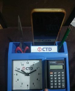 Desk Organizer with Clock &amp; Calculator