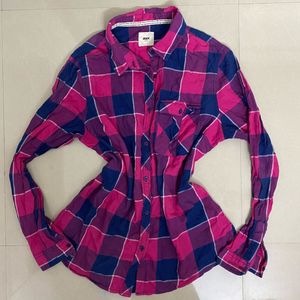 Max Pink &amp; Blue Plaid Flannel Shirt