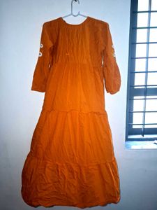 Mustard yellow Hand Embroidered Gown🤎