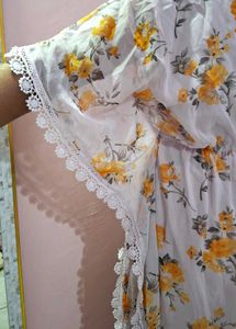 Floral Print Kaftan Kurta