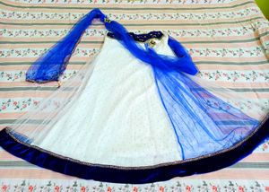 White &amp; Blue Lehenga Choli