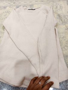 Cream Waffle Knit Long Sleeve Top