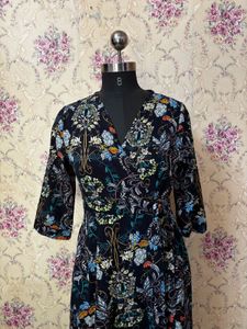 Navy Floral Midi Dress