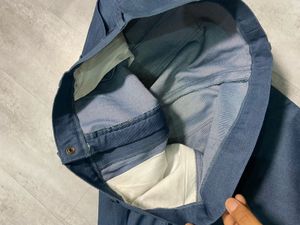 Men's Blue Pleated Casual Pants