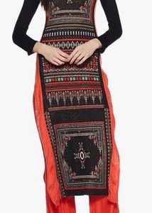 W- gracefull Printed Orange &amp; Black Kurta