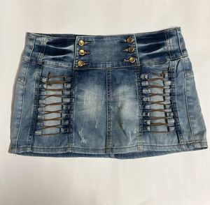 Y2k Distressed Denim Micro Mini Skirt