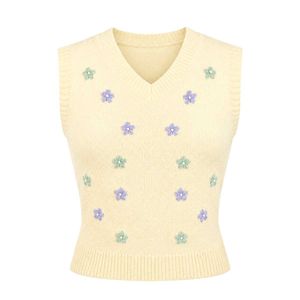 Cute Flower Embroidered Sweater Vest
