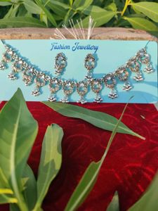 Oxidized Silver Necklace & Earring Set
