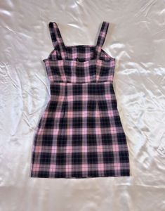 H&amp;M Pink &amp; Black Plaid Mini Dress