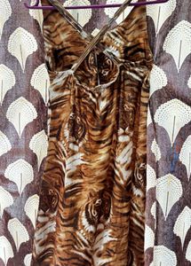 animal print cross shoulder dress