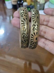 Vintage Etched Brass Bangle Set