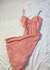 Y2K Pink Striped Spaghetti Strap Dress