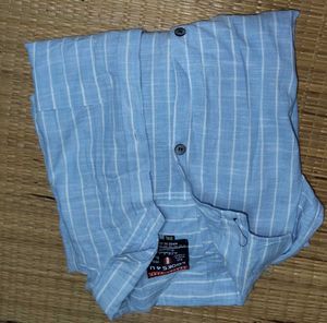 Men's Light Blue Striped Casual Shirt