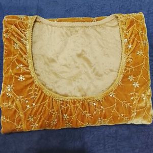 Golden Embroidered Velvet Blouse