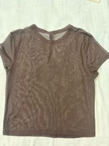 Borwn Mesh Sequin Top
