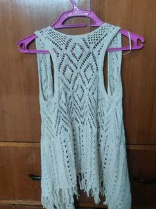 Boho White Crochet Kimono Vest