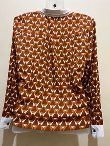 Geometric Print Button-Up
