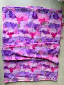 Unused Purple &amp; Pink Chffon Saree