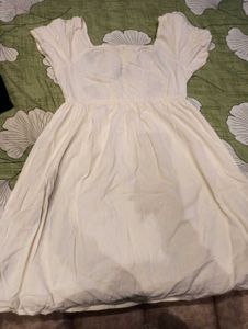 White Dress with Bike Embroidery