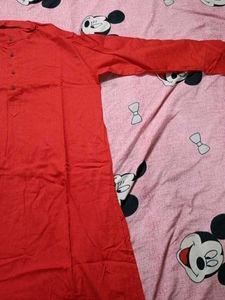 Vibrant Red Cotton Kurta